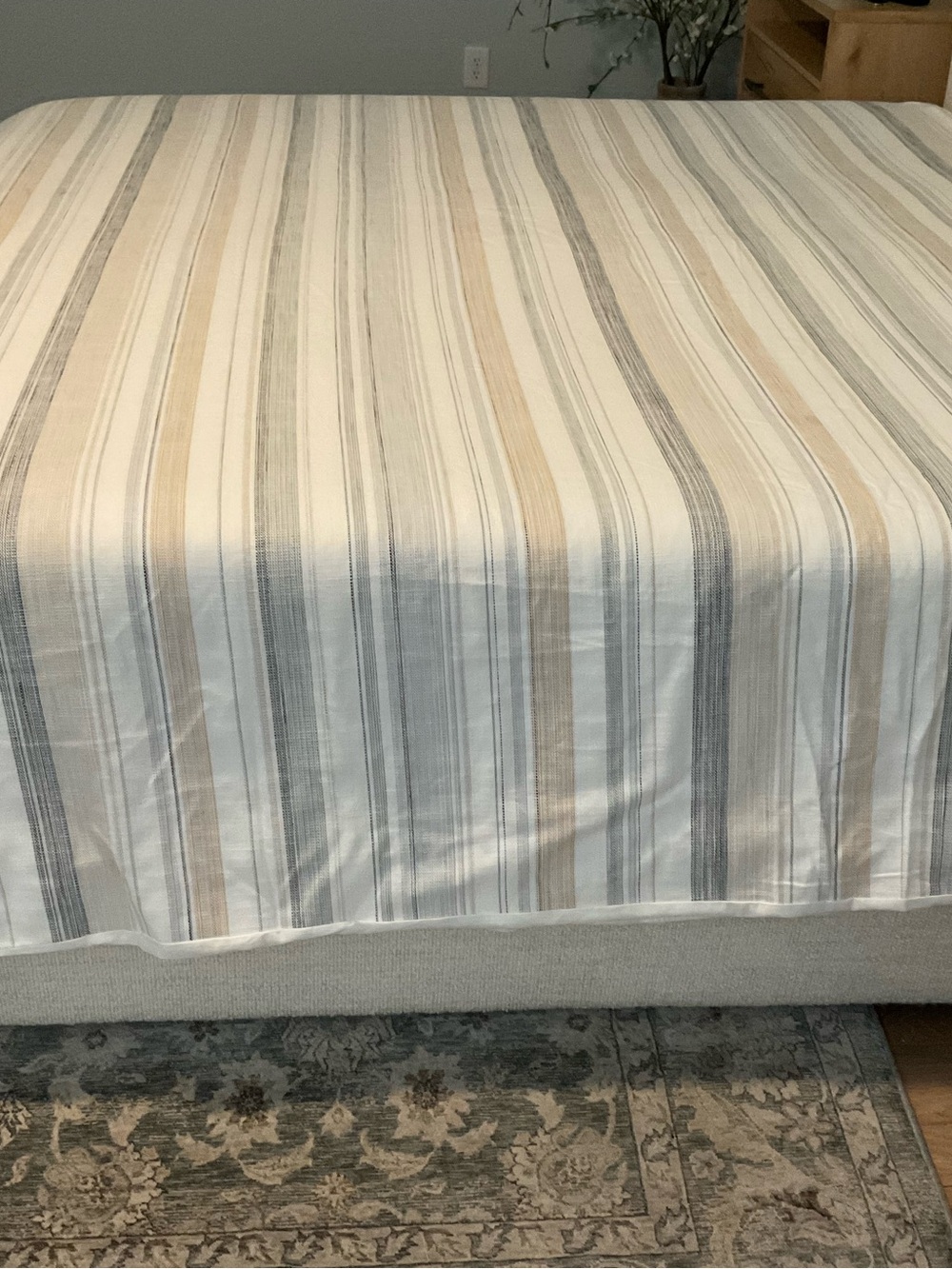 Pottery Barn Striped Bed Sheet in Cream, Gray, and Tan